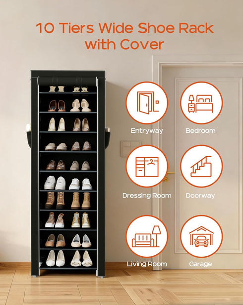 CASAMAYA 10 20 Closet, SRT102B01 Shoe Rack with Covers, Tiers Tall Shoe Rack Organizer, Large Capacity Shoe Shelf