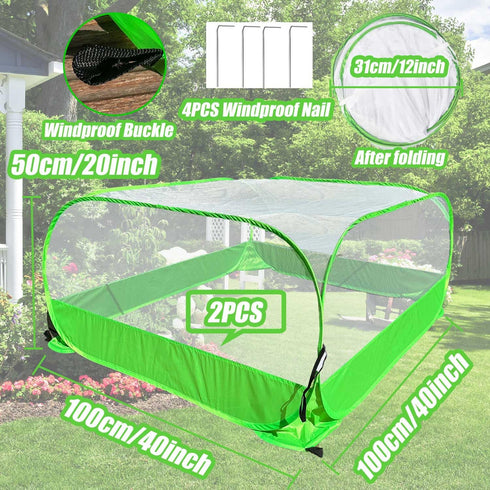 2Pcs Pop Up Garden Mesh Plant Cover Outdoor Plant Protector Mesh Plant Enclosure Raised Bed Garden Bird and Pest