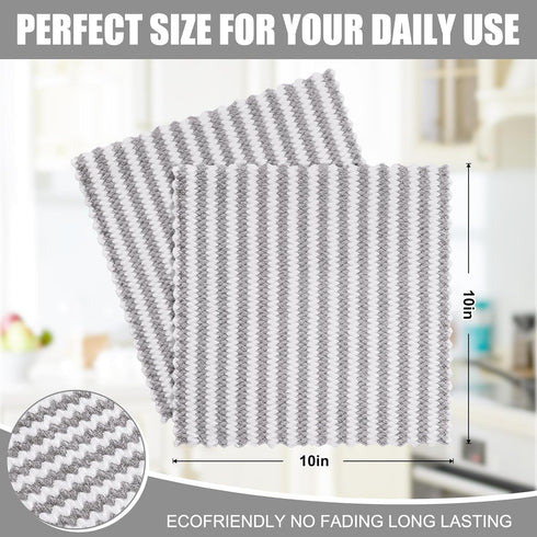 18 Pack No-lint,10 10 inches, Homaxy Kitchen Dish Cloths, Ultra Soft and Absorbent Dish Towels, Reusable Fast Drying