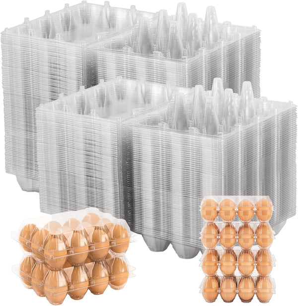 Lixavaer 180 Pack Clear Plastic Egg Cartons, Reusable Stackable Egg Containers for Farm,