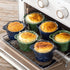 Creme Brulee Ramekins Ceramic Bowls - VICRAYS Mini Custard Cups 6 oz oven Safe Bowls Souffle Dishes for Baking Individual Casserole Dipping Sauce Pioneer Woman Bakeware Set of 6, Blue by vicrays