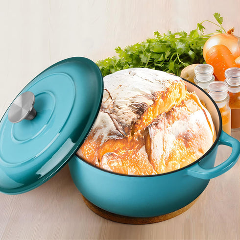 3 LIANYU QT Dutch Oven with Lid, Enameled Cast Iron Dutch Oven Pot, Nonstick Heavy-Duty Round Cooking Stock Pot
