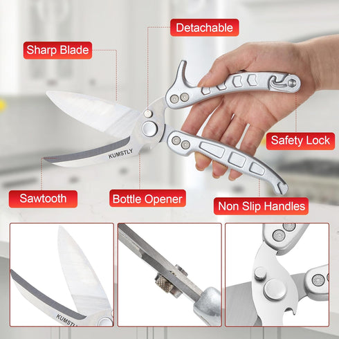 Kitchen Scissors All Purpose Kitchen Shears Heavy Duty for Cutting Chicken, Turkey, Meat, Bones, Vegetables Stainless