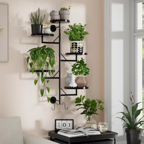 GcdPai 5-tier Rotating Window Plant Shelves indoor Metal Plant Stand, Wall Plant holder for Multiple Plants indoors
