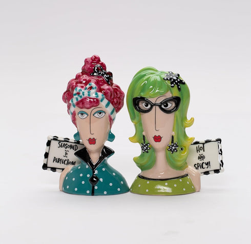 Fine Porcelain Dollymama's Lady Perfection-Spicy Salt and Pepper Shaker, 4-7/8" H