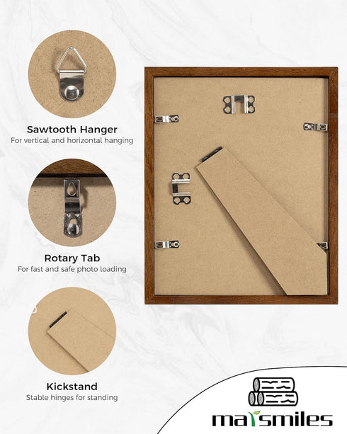8x10 5x7 8x10 1 Pack Marsmiles Wooden Picture Frame, USA-Sourced Natural Oak Solid Wood Photo Frame with Plexiglass