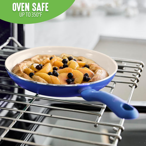 GreenLife Non Stick Fry Pan Set, 7" & 10", Non-Toxic PFAS-Free Ceramic Skillets, Blue