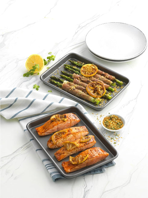GoodCook Everyday Gray Set of 2 Nonstick Steel 9" x 6.2" Mini Baking Sheets for Toaster Oven