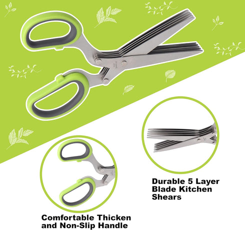3 Packs Herb Scissors Set - 5 Blades with Herb Stripper Tools, Cool Kitchen Gadgets for Fresh Garden Herbs