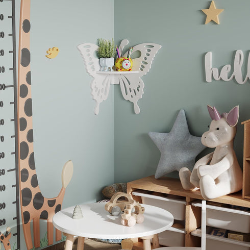 Butterfly Corner Shelf Nursery Wall Deor Floating Corner Shelf for Kids Room, Small Cute Decorative Shelf Wall Mounted