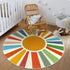 4 STARUIA Small Round Rug Ft Washable Round Rug for Kids Room, Colorful Sun Circle Rug for Playroom, Non-Slip Circular