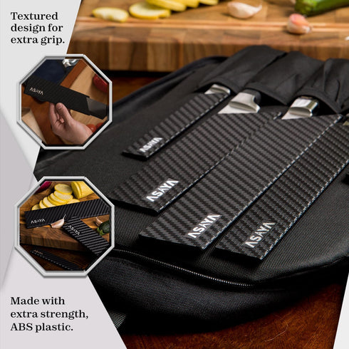 Asaya Professional Knife Edge Guards, Universal Blade Covers, Extra Strength ABS Plastic and BPA-Free Felt Lining (4Pcs)