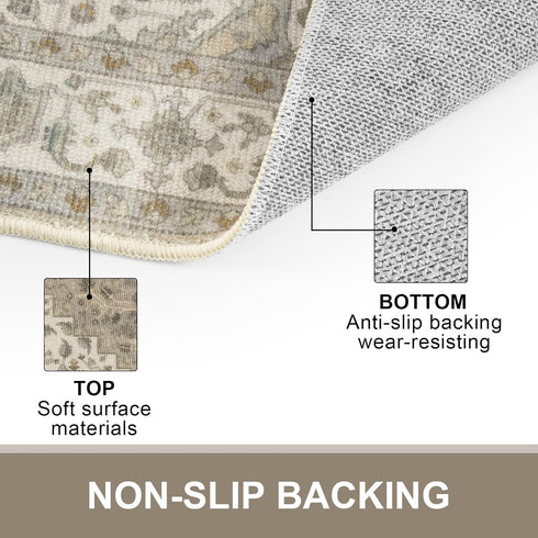 Collive Washable Indoor Doormat - Non-Slip Retro Floor Mat 20" x 32" Quick Absorbent Entrance Rug in Distressed Taupe