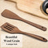 Wooden Spatula for Cooking, 12 Inches Slotted and Angled Solid Turner Utensils for Nonstick Cookware, 2 Pack
