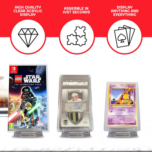 EVORETRO Display Stand - 6-Pack Adjustable Acrylic Stand for TCG, Sports Cards, Comic Books, Picture Stand