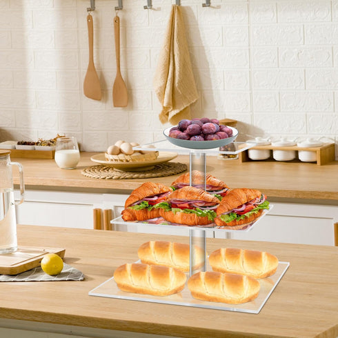 YestBuy 3 Tier Cupcake Stand - Clear Acrylic Cupcake Display Stand for 24 Cupcakes - Premium Dessert Holder