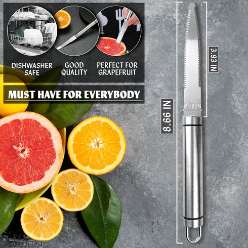 Stainless Steel Grapefruit Knife Curved Knife - Grapefruit Knife Curved Serrated Knife Kitchen Knifes Small Knives Fruit Knife Stainless Steel Chef Kitchen Knife Curved Citrus Knife Grapefruit Cutter by Reluen