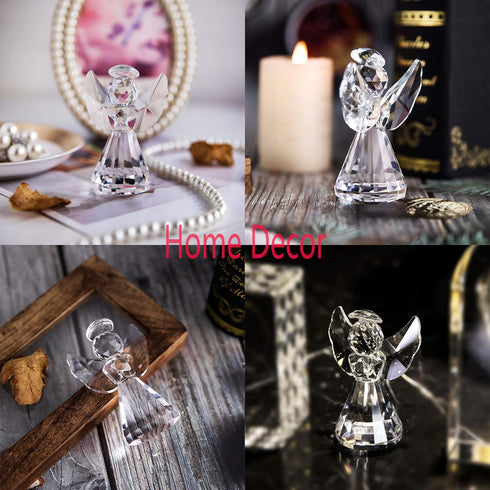 HDCRYSTALGIFTS 3-Inch Clear Crystal Guardian Angel Figurine Paperweight Decor Glass Statue Ornaments Gift for Women