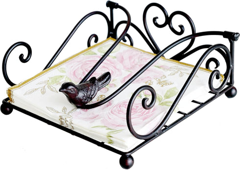 Napkin Holder for Paper Napkins, Forged Metal Table Napkin Holders for Kitchen Countertops and Outdoor Tables