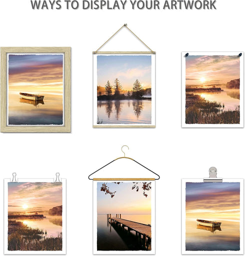 Color Play Lake Scene Wall Art - Sunset Nature Landscape Prints, Unframed 8x10 Inch 4 Piece Decor