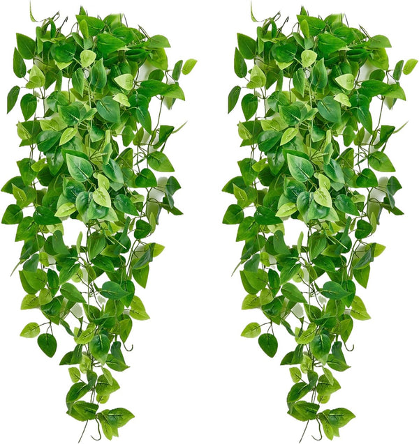 Freyalife Fake Hanging Plants Vines(2pcs)for Room Decor, Artificial Ivy Greenery Garlands for Home
