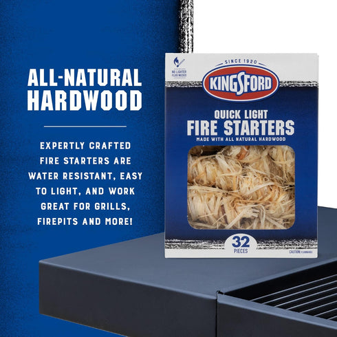 32 Count Kingsford Quick Light Fire Starter Rolls, All Natural Hardwood with Paraffin, Water Resistant and Easy