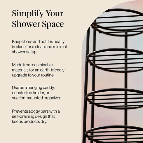 Kitsch Shower Caddy Hanging with Suction Cup Self-Draining Shampoo Bar Holder & Shower Shelves for Conditioner Bars