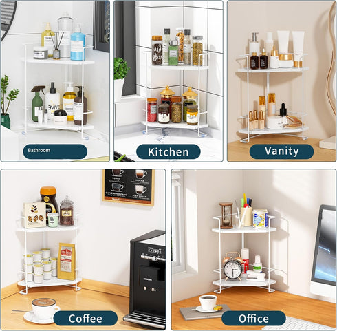 2-Tier Counter Counter, BOIVSHI Bathroom Organizner, Bathroom Organizers and Storage for Bathroom, Kitchen Corner