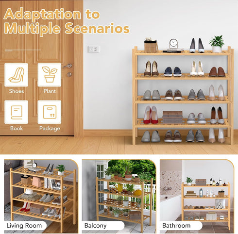 4 Closet,Hallway,Entryway,Small 27"x11"x26" Haddockway Tier Bamboo Shoe Rack Storage Organizer, Multifunctional Free
