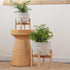 7.3 Inch LA JOLIE MUSE Ceramic Plant Pot with Wood Stand - Modern Round Decorative Flower Pot Indoor with Wood Planter