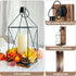 Candle Sconces Wall Decor: Farmhouse Wood Candle Holder Indoor Black Metal Lantern Decorations for Living Room Front