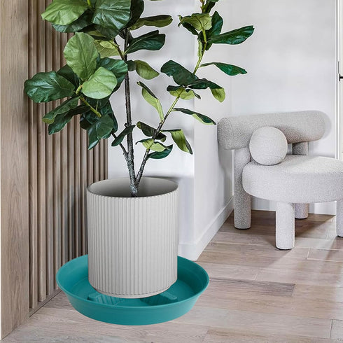 Feyvdzv 4 Pack 10 inch, 8 12 14 17 inch, Plant Saucer Plant Stand Plastic Plant Saucers for Indoors Outdoor, Heavy Duty