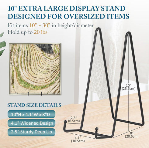 Easel Display Stand Plate Holder - 2 Pack Plate Stands for Display - Metal Iron Picture Frame Stand -10 inch Tabletop Easels for Decorative Plates | Pictures | Photo Frames | Book | Plaque - Black