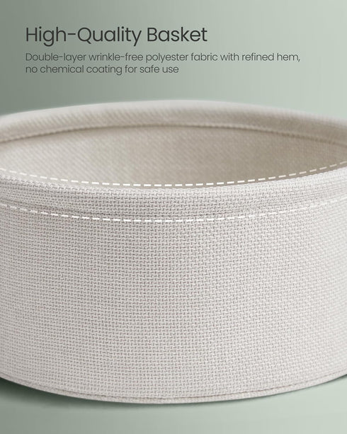 ULET228C04 VASAGLE LILEA Collection - Side Table with Charging Station, Round End Table with Fabric Basket, Nightstand