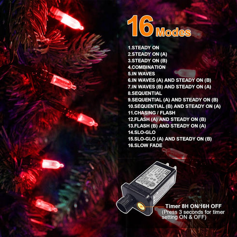 32.5FT 100 16 Red Valentines Decor Lights, LED Valentine's Day String Lights Outdoor Indoor, Lighting Mode Plug