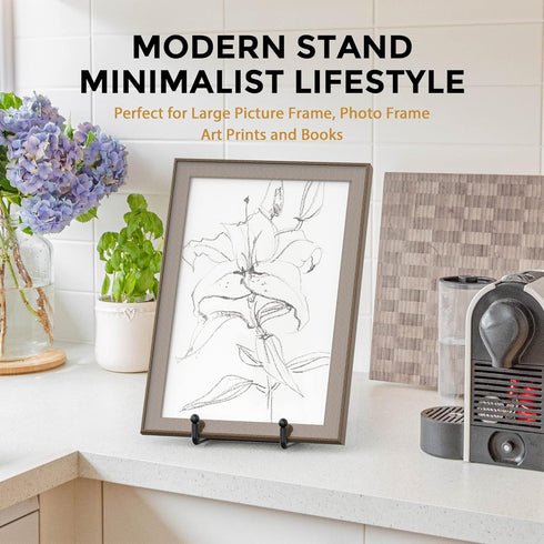 TR-LIFE 4 Pack 10 Inch Large Plate Stands for Display, Metal Plate Holder Stand + Picture Stand + Small Easels