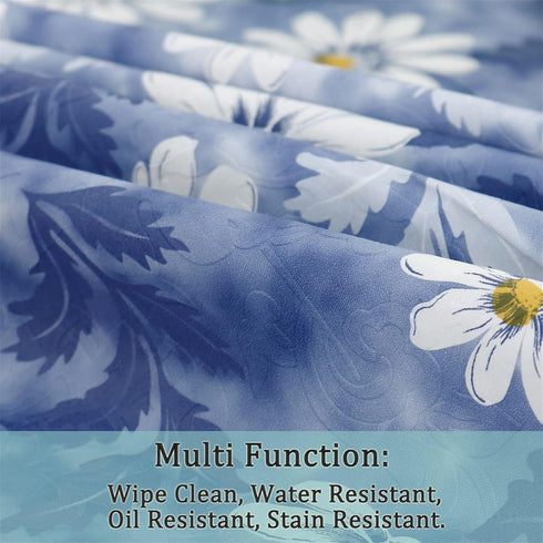 uxcell Waterproof Vinyl Round Tablecloth 60" Dia, Blue Flower Pattern for Wedding/Restaurant/Parties