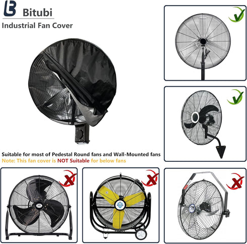 Wall Mount Fan Cover, Waterproof Outdoor Covers for 18-20 Inch Industrial and Pedestal Fans, Black