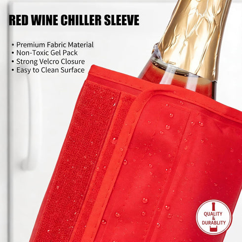 Gel Wine Bottle Cooler Sleeve - Freestanding Carrier for Red, White Wine & Champagne - Reusable Chilling Sleeve