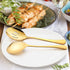 LIANYU 8 Pack Gold Serving Spoons, 8 3/4 Inch Stainless Steel Slotted Utensils for Catering