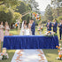 156inch Royal Blue Polyester Table Skirts for Rectangle Tables 8ft(Cover Front&Both Sides),