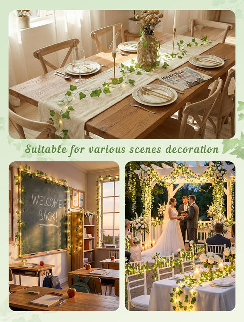Lights,13ft Remote,40 Vines with Fairy Ivy Garland String lights with LED Fake Leaf lights USB/Battery Operate