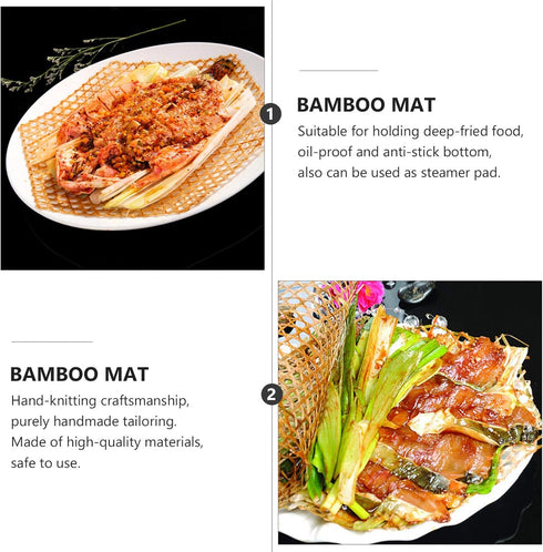 Hemoton Bamboo Mesh Pad Round Woven Placemats, Heat Insulation Dish Mat