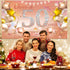 HOWAF Woman 50th Birthday Party Decoration Rose Gold Fabric Banner, Photo Backdrop, Wall Garden Table Supplies