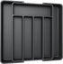 AUJEN Silverware Organizer - Expandable Kitchen Drawer Organizer, Adjustable Utensil Organizer for Forks, Knives, Black