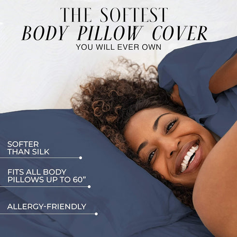Italian Luxury Microfiber Body Pillow Cover - Soft 21" x 60" Case, Fits 20" x 54" Pillow, White
