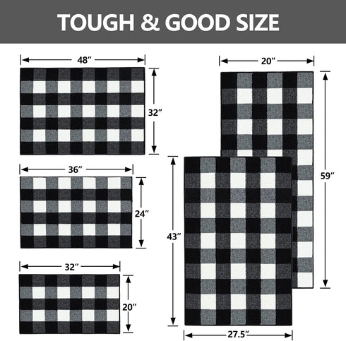 FONEYI Buffalo Plaid Outdoor Rug, 20"x32" Checkered Front Door Mat, Non Slip Absorbent Entryway Rug Doormat Indoor, Washable Outdoor Rugs for Layered Door Mats Front Porch/Farmhouse Black and White by FONEYI