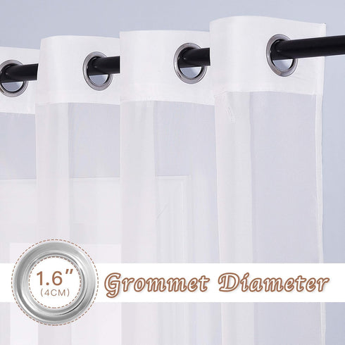 NICETOWN 63 Inch Sheer Curtains for Bedroom Windows, Grommet Casual Voile Window Treatments for Living Room, Ivory, 2