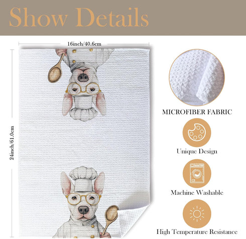 Shrago 16x24 Inch Funny Bull Terrier Dog Kitchen Towels, Bull Terrier Gifts for Women Dish Tea Towels for Kitchen, Dog
