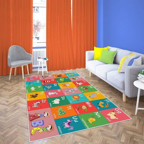 VICIKOIA 47x71in) ABC Alphabet Education Rug, Kids Fun Game Carpet Children's Room, Playroom, Classroom, Non-Slip